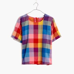 Summer - Madewell Gingham Boxy Button Back Top red picnic plaid